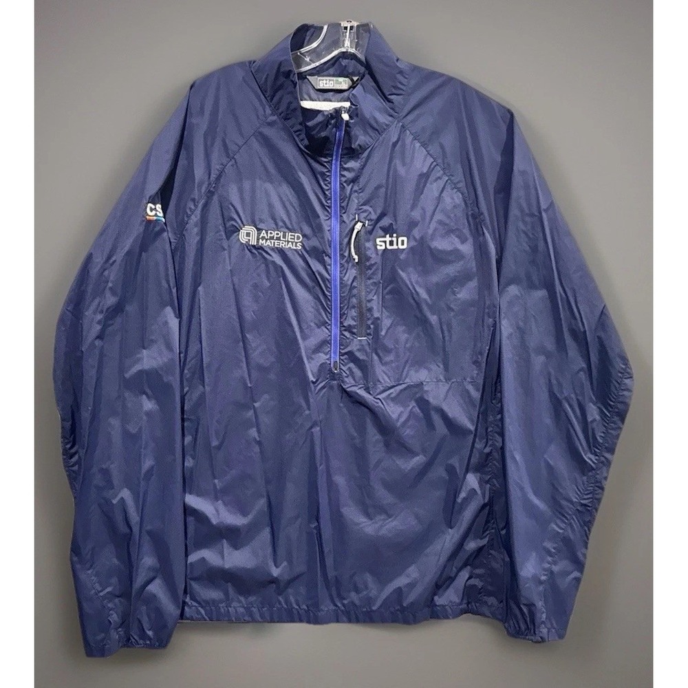 STIO Mens Second Light Jacket XL Blue Tech Lightweight Windbreaker W Comp LOGO